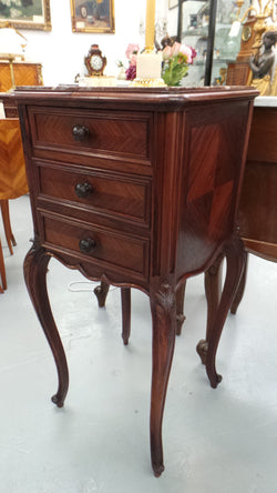 French Rosewood Inset Marble Top Single Bedside Cabinet | Antique & Vintage | Moonee Ponds Antiques | Australia Wide Delivery