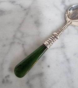 Lovely Birmingham Silver & Jade Spoon | Antique & Vintage | Moonee Ponds Antiques | Australia Wide Delivery