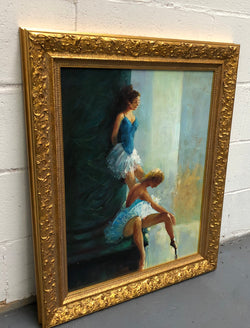 Beautifully Framed Canvas Painting of a Pair of Ballet Dancers | Antique & Vintage | Moonee Ponds Antiques | Australia Wide Delivery