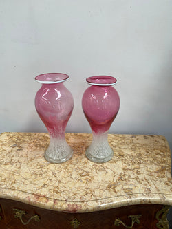 Pair of Large Edwardian Ruby & Milk Art Glass Vases | Antique & Vintage | Moonee Ponds Antiques | Australia Wide Delivery
