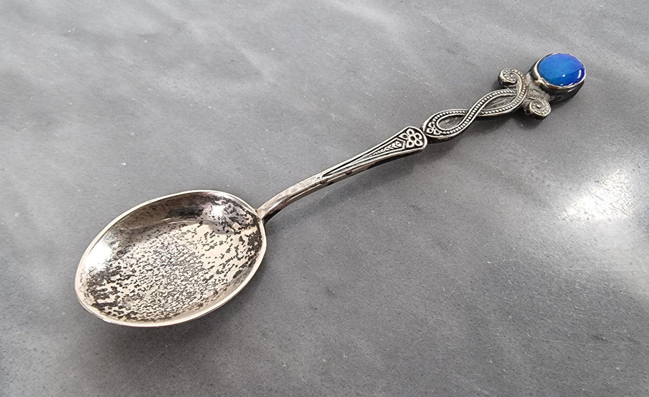 "Prouds" Australian Silver Arts & Crafts Opal Spoon | Antique & Vintage | Moonee Ponds Antiques | Australia Wide Delivery