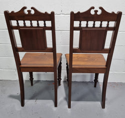 Pair of Edwardian Mahogany Hall Chairs With Original Tile in Back | Antique & Vintage | Moonee Ponds Antiques | Australia Wide Delivery