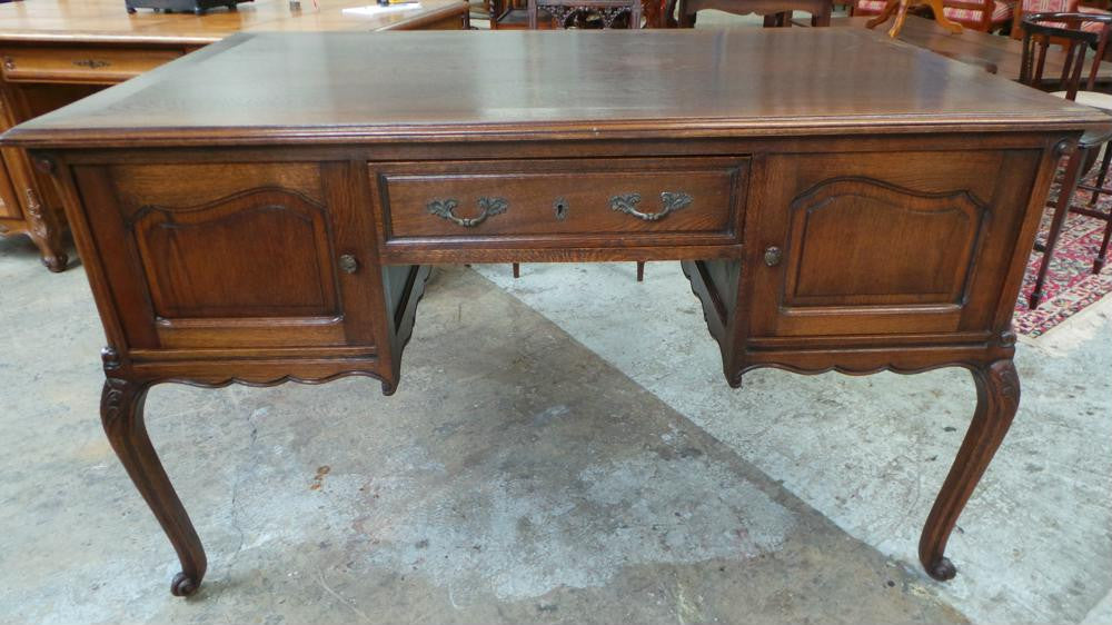 French Oak Partners Desk-2 | Antique & Vintage | Moonee Ponds Antiques | Australia Wide Delivery