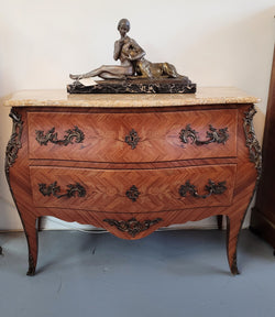 French Louis XV Style Marquetry Inlaid 2 Drawer Marble Top Commode | Antique & Vintage | Moonee Ponds Antiques | Australia Wide Delivery