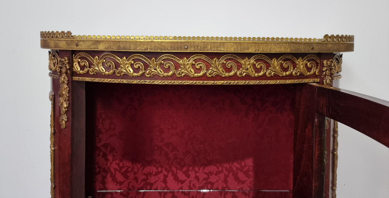 Louis XV Style Walnut Vitrine Display Cabinet With Attractive Ormolu Mounts | Antique & Vintage | Moonee Ponds Antiques | Australia Wide Delivery