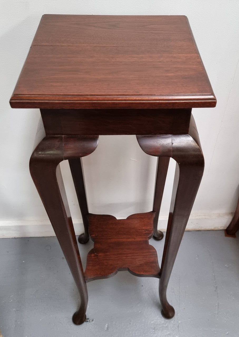 Vintage square two tier Blackwood pedestal/ plant stand. It is in good original detailed condition.