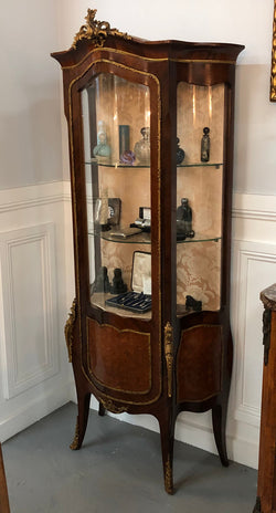 Stunning Antique Louis XV Style Walnut & Marquetry Inlay Vitrine | Antique & Vintage | Moonee Ponds Antiques | Australia Wide Delivery