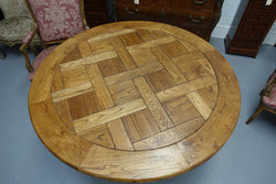 Bespoke Figured Oak Parquetry Top Large Round Table | Antique & Vintage | Moonee Ponds Antiques | Australia Wide Delivery