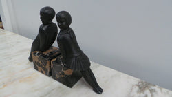 A Pair Of French Art Deco Bronze Metal Signed "MILO" Bookends | Antique & Vintage | Moonee Ponds Antiques | Australia Wide Delivery