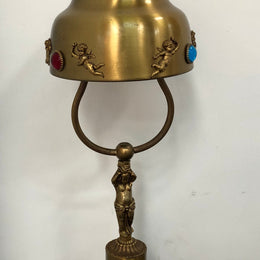 Fabulous & decorative French gilt metal & jewelled table/desk lamp. Wired to Australian standards & in good original condition.