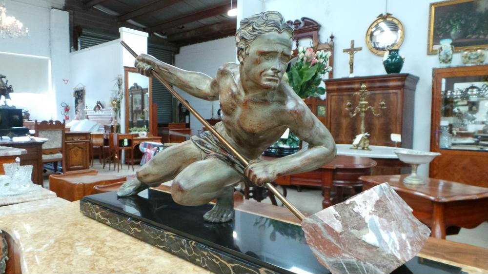 Art Deco Male Statue Show of Strength | Antique & Vintage | Moonee Ponds Antiques | Australia Wide Delivery