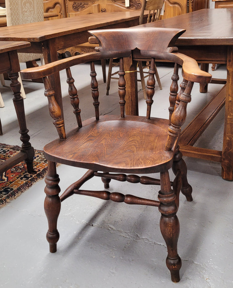 Just landed from France we have four amazing Victorian bow back chairs traditionally called a "smokers chair". They have been constructed from beautiful solid Elm wood and are very comfortable to sit in. All four are in good original detailed condition and are being sold individually for $550.00 each. Please contact us know if you would like more photos or information.