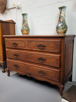 Louis XV Style French Oak Chest of Three Drawers | Antique & Vintage | Moonee Ponds Antiques | Australia Wide Delivery