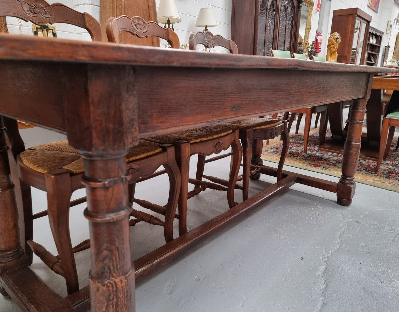 Striking Reclaimed Timber Rustic Oak Farmhouse Table