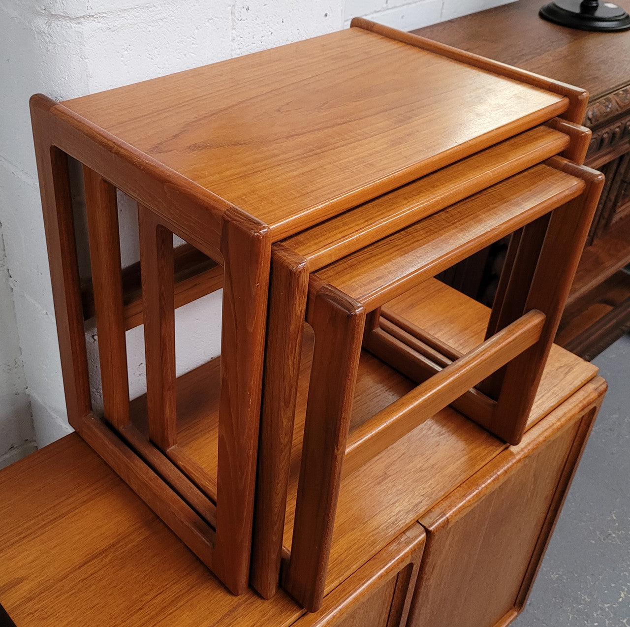 Retro Teak nest of three tables that have been sourced locally and are in good original condition.
