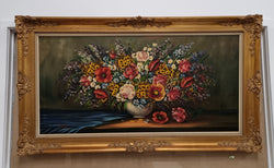 Large Colorful Floral Oil Painting on Canvas In Gilt Framed | Antique & Vintage | Moonee Ponds Antiques | Australia Wide Delivery