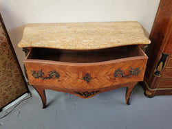 French Louis XV Style Marquetry Inlaid 2 Drawer Marble Top Commode | Antique & Vintage | Moonee Ponds Antiques | Australia Wide Delivery