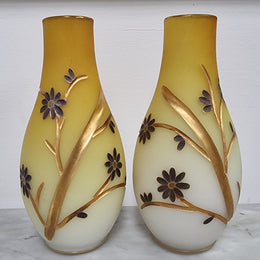 Beautiful pair of Victorian Opaline glass vases