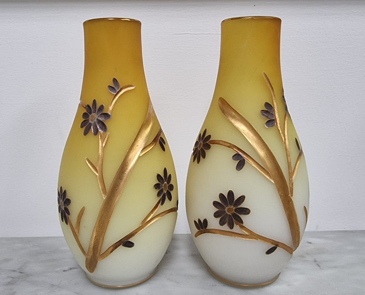 Beautiful pair of Victorian Opaline glass vases