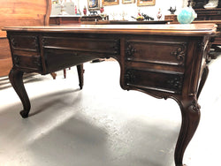 Antique French Walnut & Parquetry Top Louis XV Style Partners Desk | Antique & Vintage | Moonee Ponds Antiques | Australia Wide Delivery