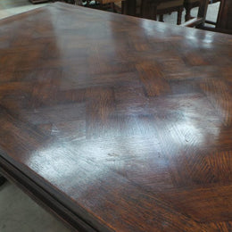 French Oak Desk With A Parquetry Top