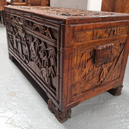 Impressive Carved Camphor Wood Chest