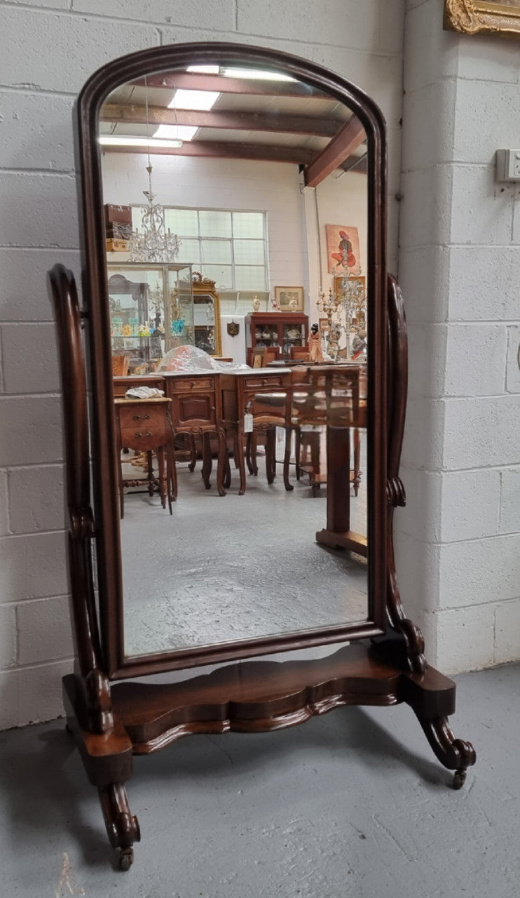Antique Victorian 19th Century Full Length Mahogany Cheval Mirror | Antique & Vintage | Moonee Ponds Antiques | Australia Wide Delivery