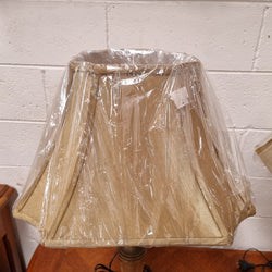 Beautiful Pair of Metal & Glass Lamp Bases with New Gold Shades | Antique & Vintage | Moonee Ponds Antiques | Australia Wide Delivery