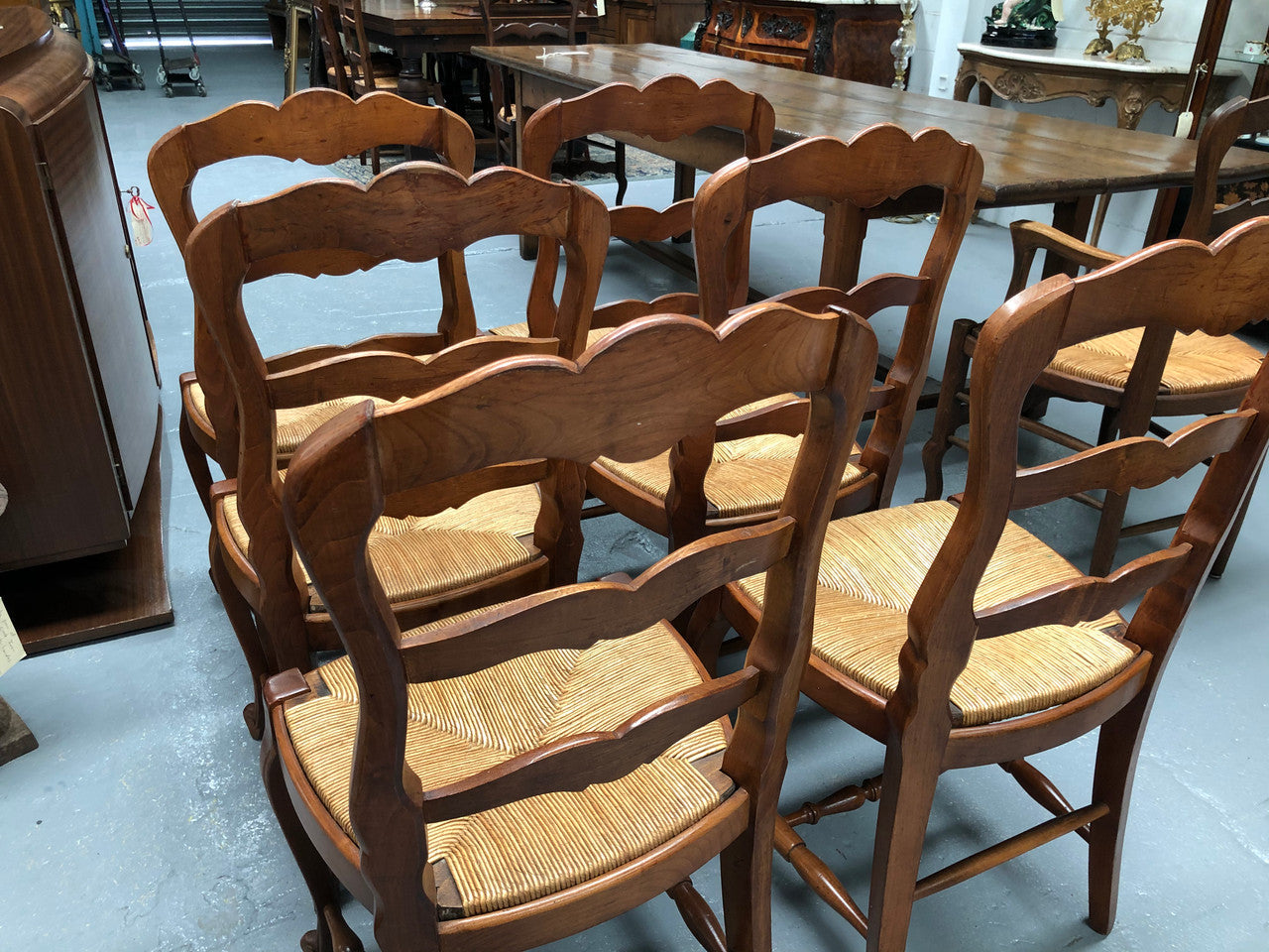 Antique Set of Six French Cherrywood Rush Seat Dining Chair | Antique & Vintage | Moonee Ponds Antiques | Australia Wide Delivery