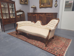 Upholstered Victorian Walnut Double Ended Chaise Lounge | Antique & Vintage | Moonee Ponds Antiques | Australia Wide Delivery