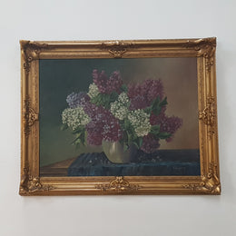 Beautiful Antique Dutch Framed Floral Oil Painting