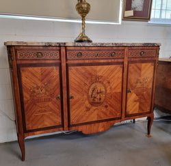 19th Century French Marquetry Inlaid Kingwood Marble Top Credenza | Antique & Vintage | Moonee Ponds Antiques | Australia Wide Delivery