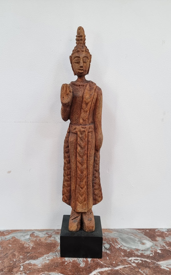 Antique Sukhothai Style Thai carving of a standing Buddha. In good original detailed condition.