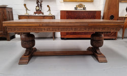 French Oak Renaissance Style Extension Table With Stretcher Base | Antique & Vintage | Moonee Ponds Antiques | Australia Wide Delivery