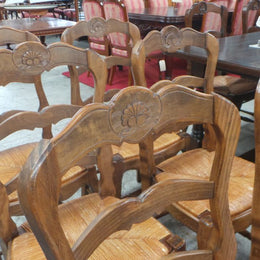 Set of Six Fabulous French Oak Dining Chairs