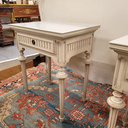 Pair Vintage French Louis 16th style single drawer bedside with original paint. They have been sourced from France and are in good original condition.