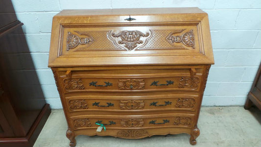 French Oak Secretaire Desk