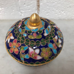 Very good quality Vintage Champleve enamel lidded bowl. In good original condition.