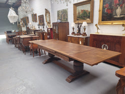 French Oak Renaissance Style Extension Table With Stretcher Base | Antique & Vintage | Moonee Ponds Antiques | Australia Wide Delivery