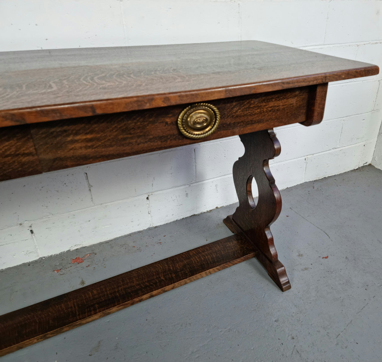 French Dark Oak Two Drawer Desk or Console Table | Antique & Vintage | Moonee Ponds Antiques | Australia Wide Delivery