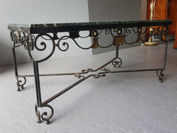 Wrought Iron Coffee Table With An Attractive Green Marble Top | Antique & Vintage | Moonee Ponds Antiques | Australia Wide Delivery