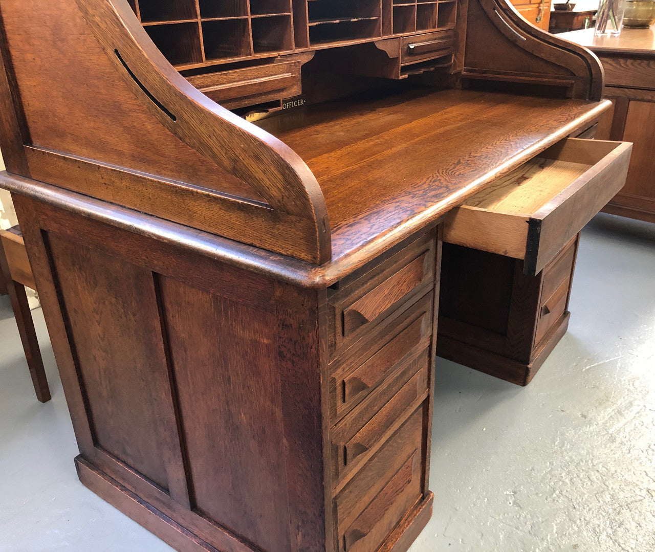 Fabulous American Oak Roll Top Desk