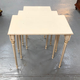 Vintage French Style Painted Nest Of Three Tables