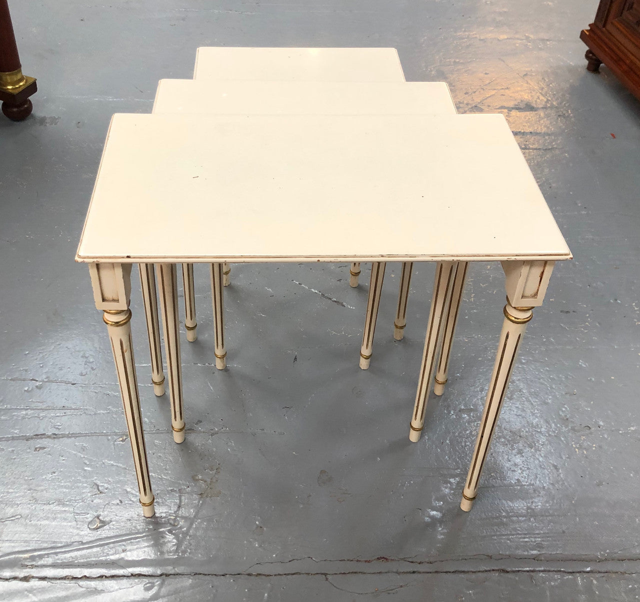Vintage French Style Painted Nest Of Three Tables | Antique & Vintage | Moonee Ponds Antiques | Australia Wide Delivery
