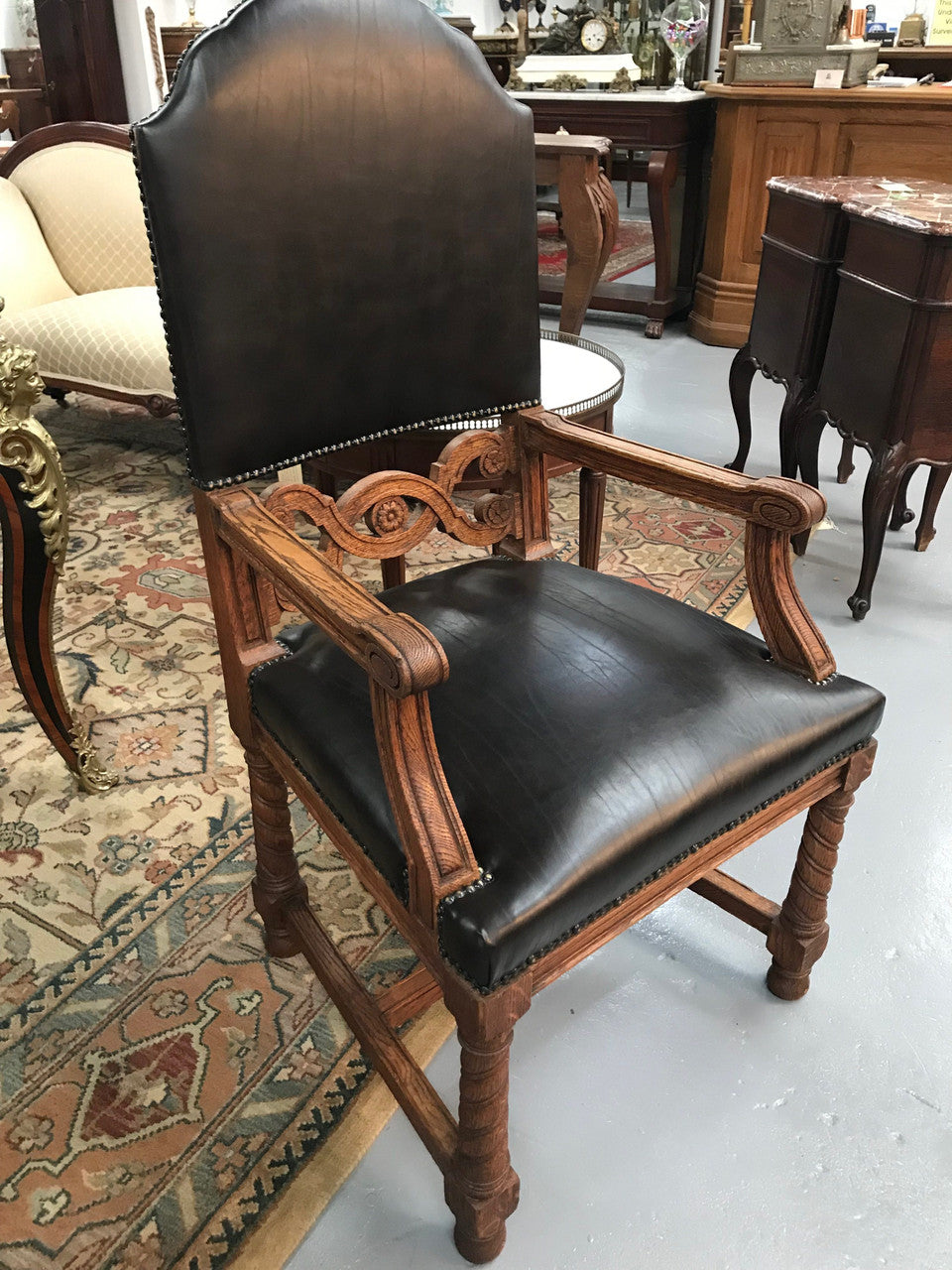 19th Century French Oak Desk Chair | Antique & Vintage | Moonee Ponds Antiques | Australia Wide
