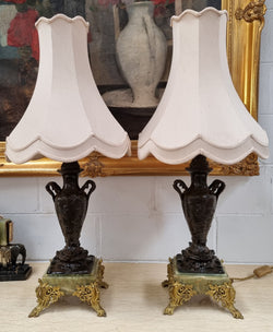 Pair of Decorative Antique French Gilt Bronzed Metal & Marble Table Lamps | Antique & Vintage | Moonee Ponds Antiques | Australia Wide Delivery