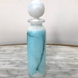 Nick Wirdnam Long White & Blue Art Glass Scent Bottle
