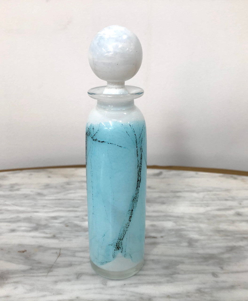 Nick Wirdnam Long White & Blue Art Glass Scent Bottle | Antique & Vintage | Moonee Ponds Antiques | Australia Wide Delivery