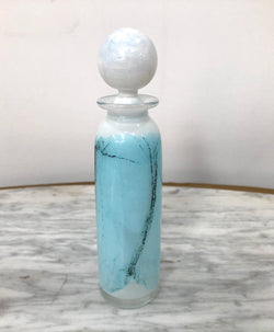 Nick Wirdnam Long White & Blue Art Glass Scent Bottle | Antique & Vintage | Moonee Ponds Antiques | Australia Wide Delivery
