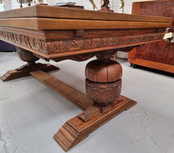 French Oak Renaissance Style Extension Table With Stretcher Base | Antique & Vintage | Moonee Ponds Antiques | Australia Wide Delivery